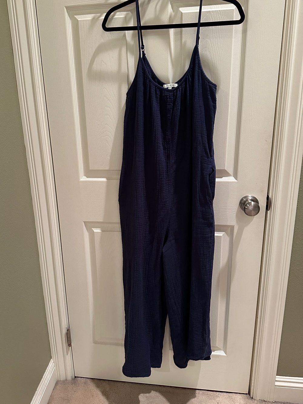 Z Supply Navy Spaghetti-Strap Wide-Leg Jumpsuit